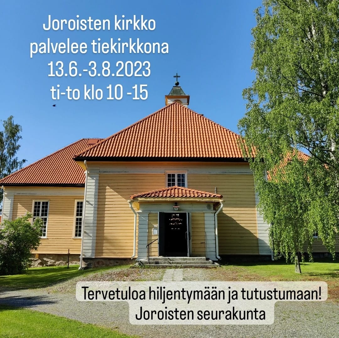 Joroisten kirkko palvelee tiekirkkona kesällä 2023 -mainos