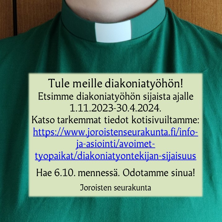 diakonian sijaisuuden hakuilmoitus