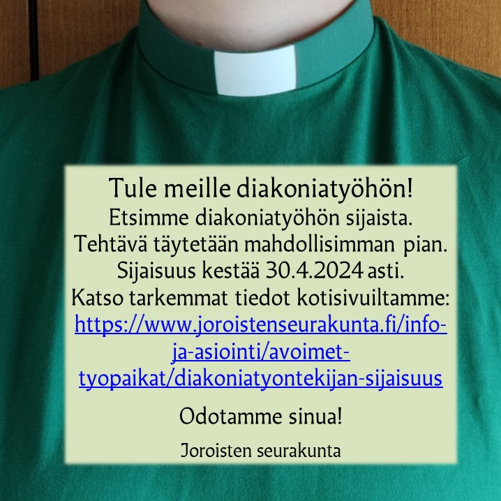 diakonian sijaisuuden hakuilmoitus