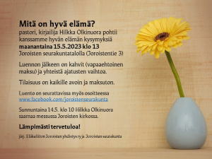 Hilkka Olkinuoran luennon mainos