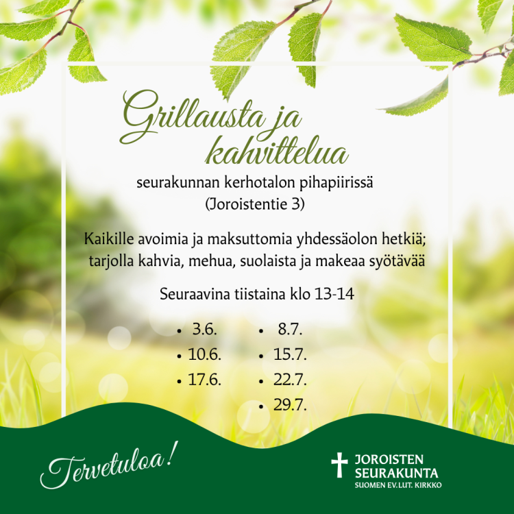 Grillailua ja kahvittelua Grillausta ja kahvittelua mainos
