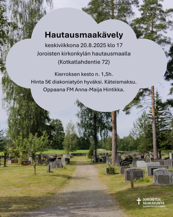 Hautausmaakävely, oppaana Anna-Maija Hintikka hautausmaakävelyn mainos