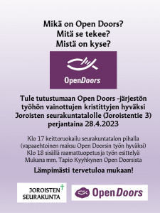 Mainos Open Doorsin tilaisuus