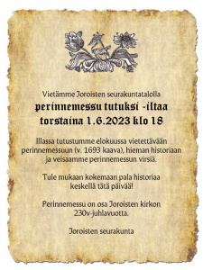perinnemessu tutuksi -illan mainos